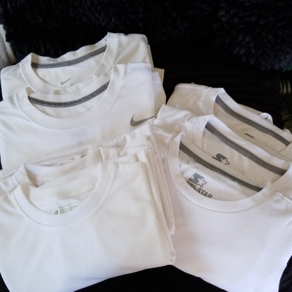7-White Dri-fit, moisture wicking shirts